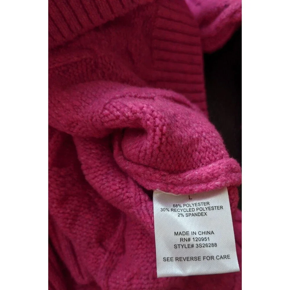 NWT Pink Rose Sweater Knit Fuschia Flame Casual Semi-Cropped Mock Neck Large